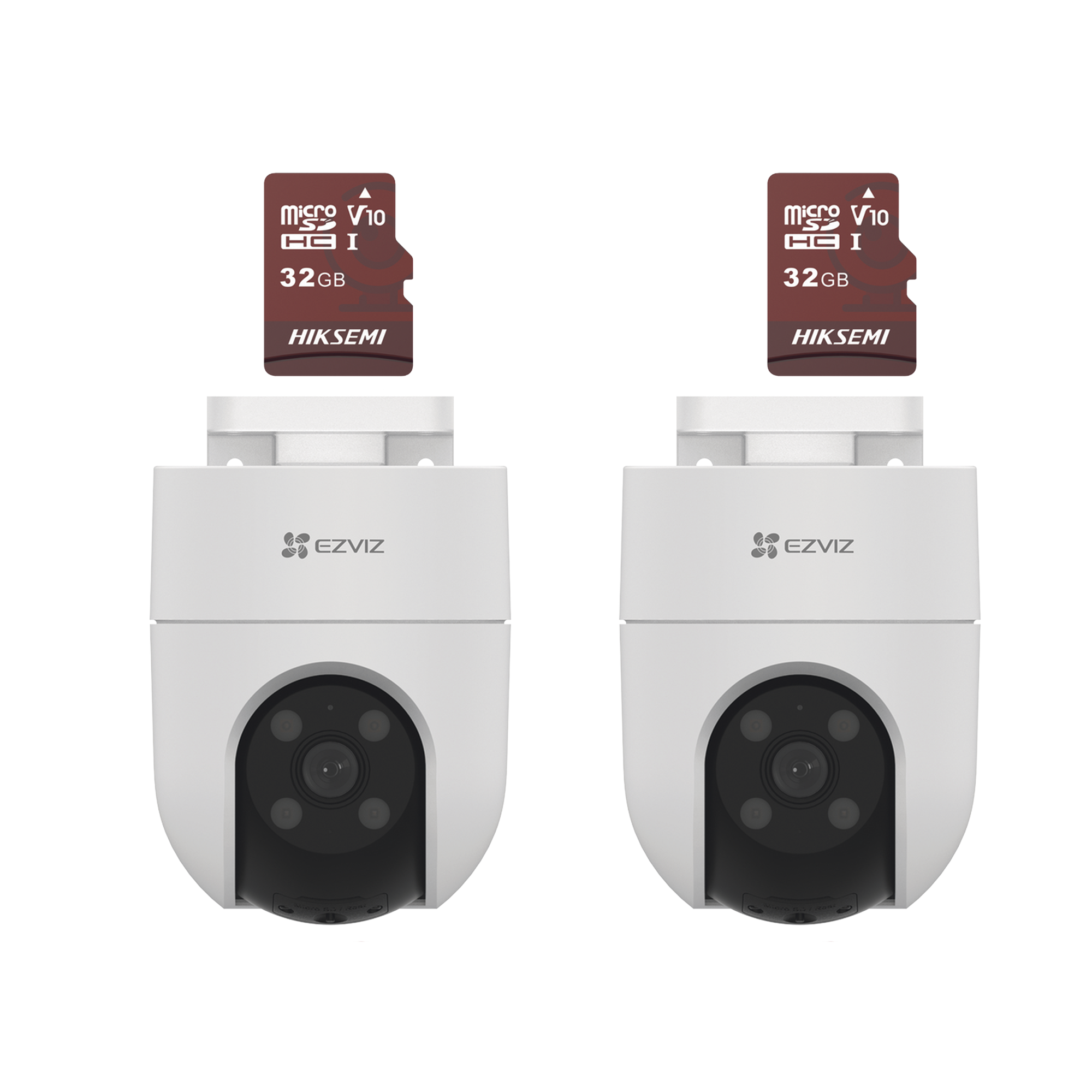 Kit de Camaras WiFi, Incluye 2 Piezas CS-H8C/5MP y 2 Piezas HS-TF-E1/32G / Audio de Dos Vías / Detección de Movimiento / Luz Estroboscópica / Sirena / Uso en Exterior con Protección